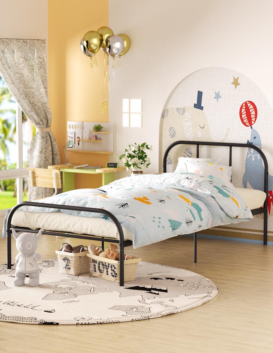 Cama Milo Twin Black 2 de metal individual 2