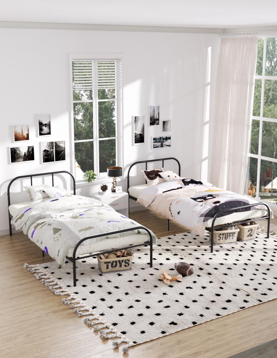 Cama Milo Twin Black 2 de metal individual 3