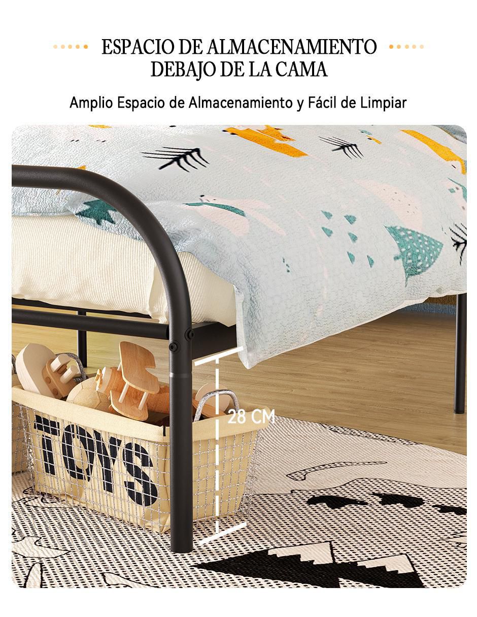 Cama Milo Twin Black 2 de metal individual 6