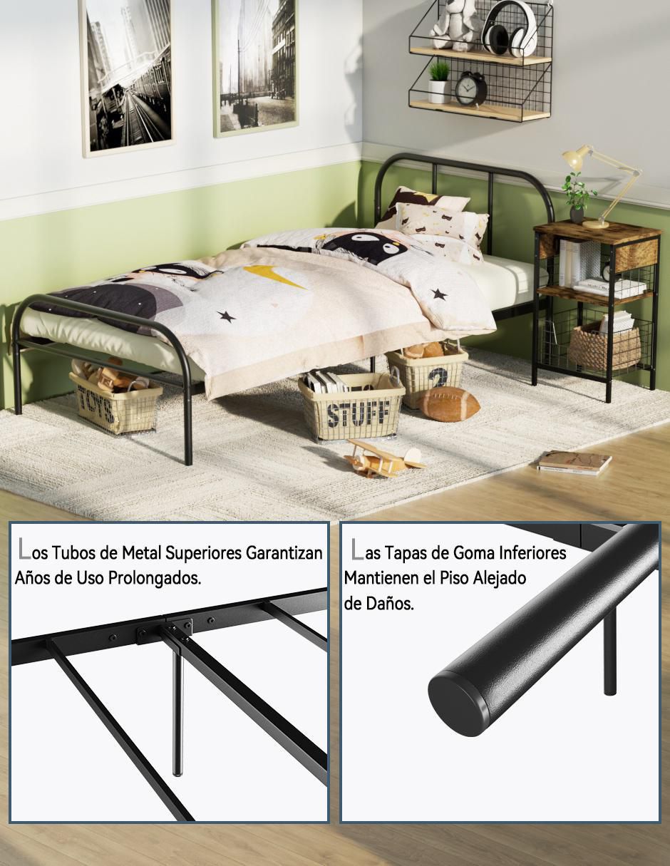 Cama Milo Twin Black 2 de metal individual 7
