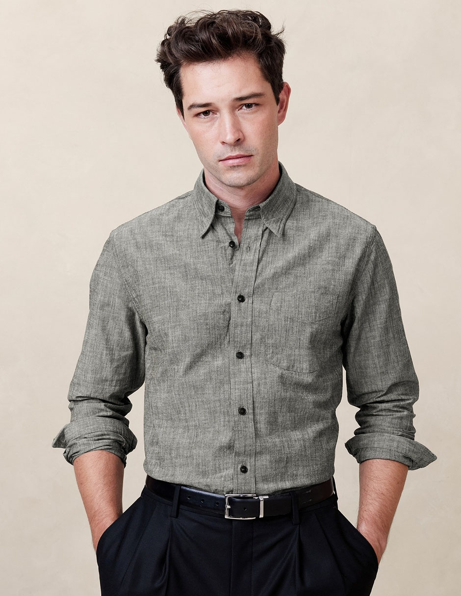Imagen de producto Camisa casual de algodón manga larga para hombre