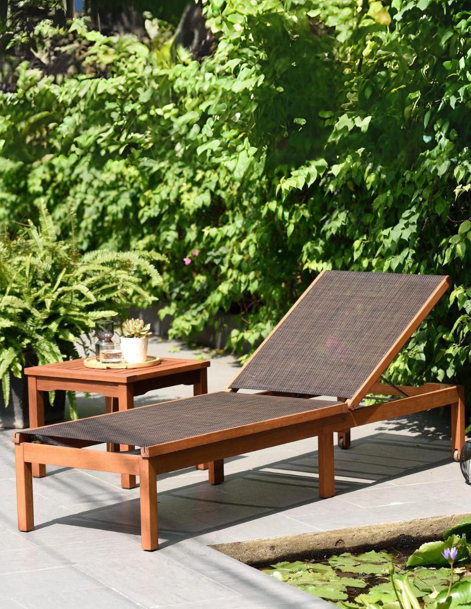 Camastro Kingsbury Lounger de madera eucalipto
