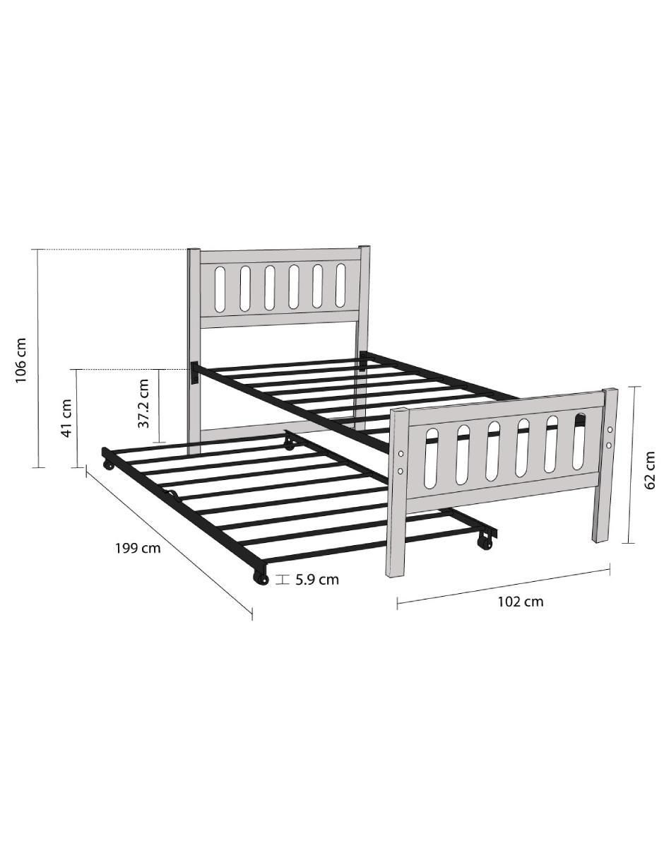 Cama Cherokee Atlas de madera pino doble individual