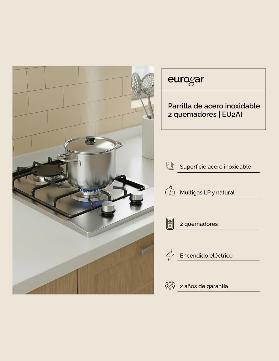Parrilla a gas lp empotrable Eurogar