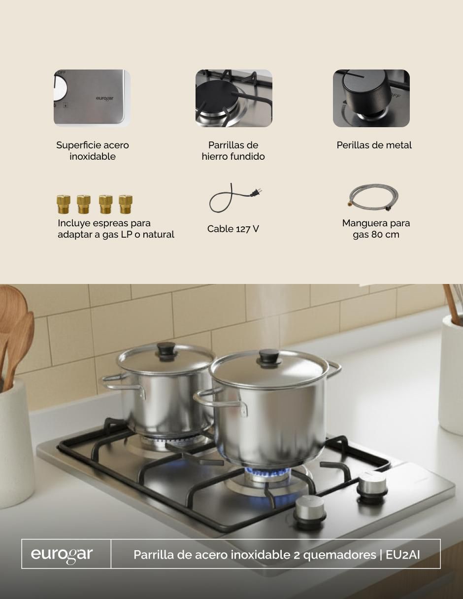 Parrilla a gas lp empotrable Eurogar