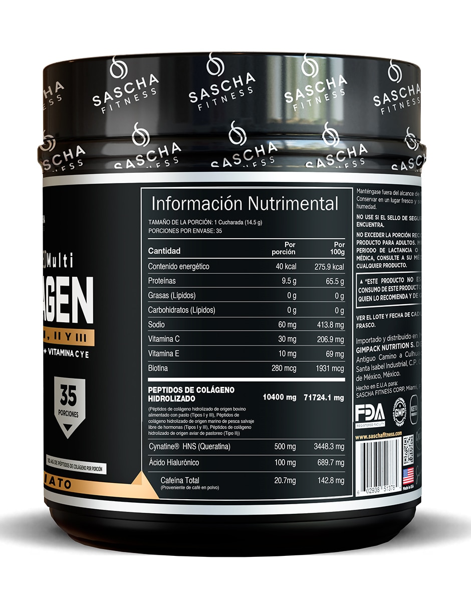 Multi Colágeno Hidrolizado Sascha Fitness sabor caramelo