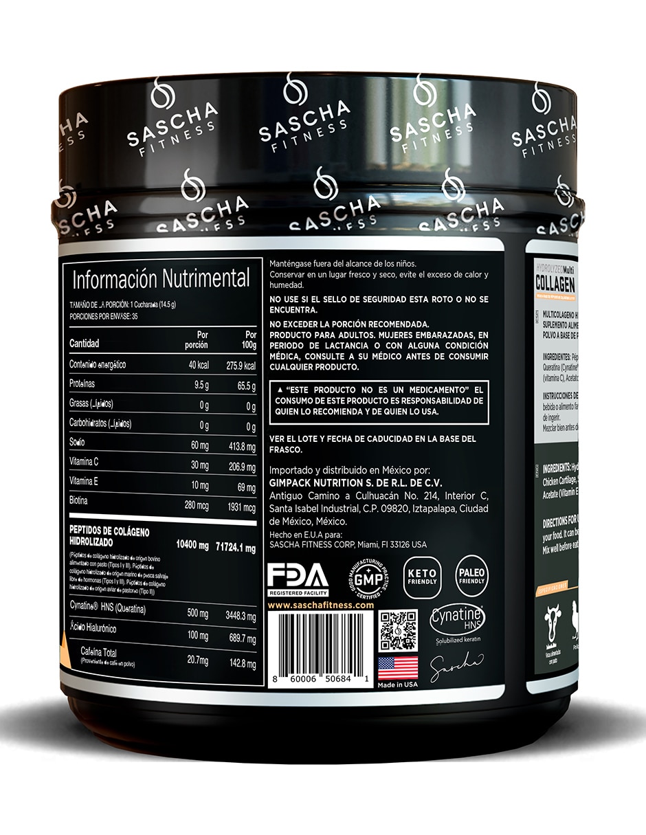 Multi Colágeno Hidrolizado Sascha Fitness sabor caramelo