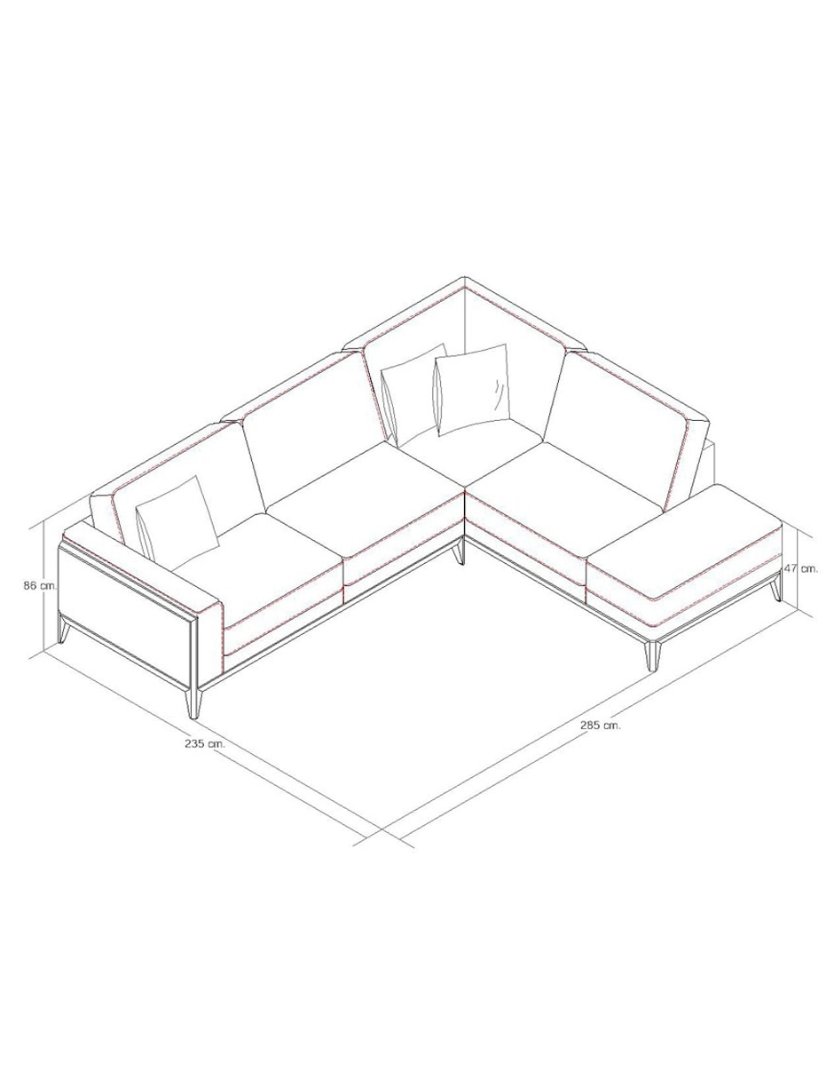 Sala modular izquierda de tela 12
