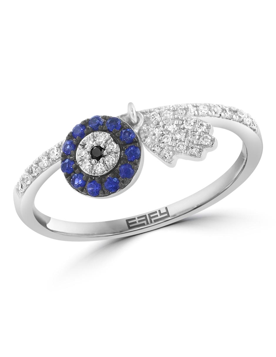 Anillo 14 K de oro zafiro y diamante pavé 1