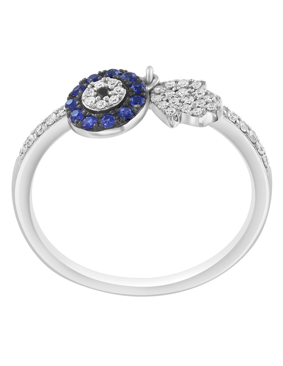 Anillo 14 K de oro zafiro y diamante pavé