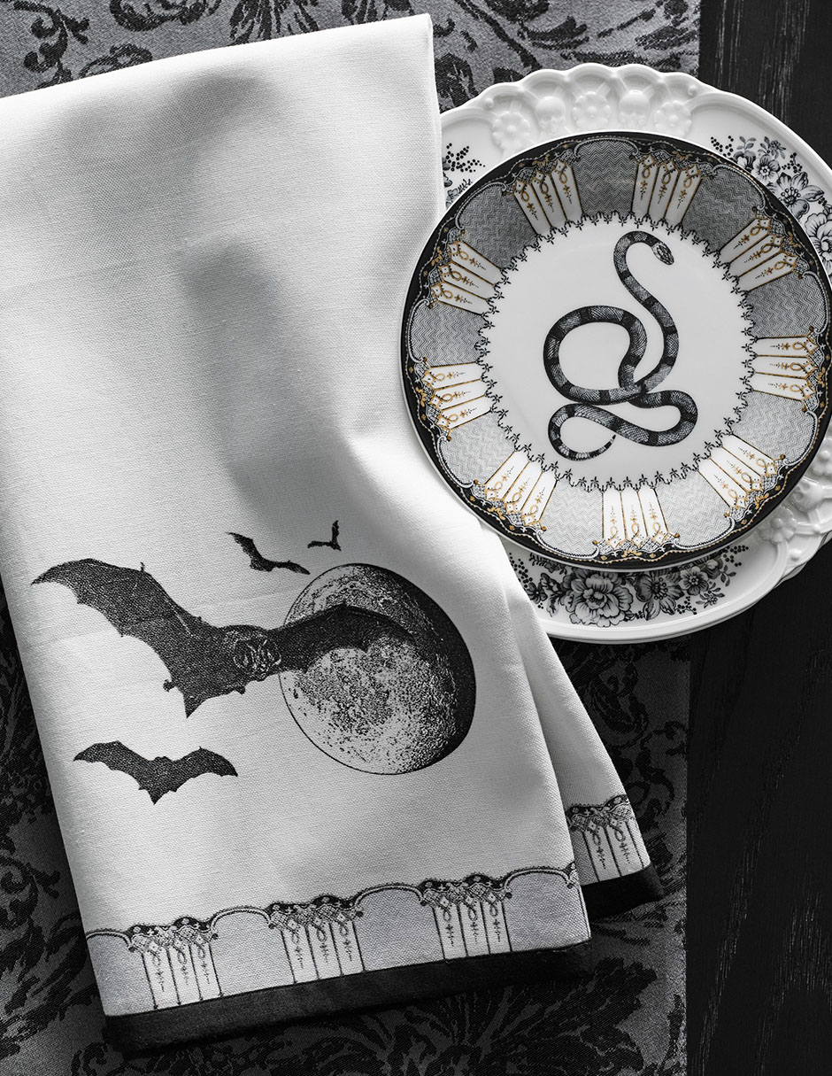 Set platos botana halloween Spooky de gres 4 piezas