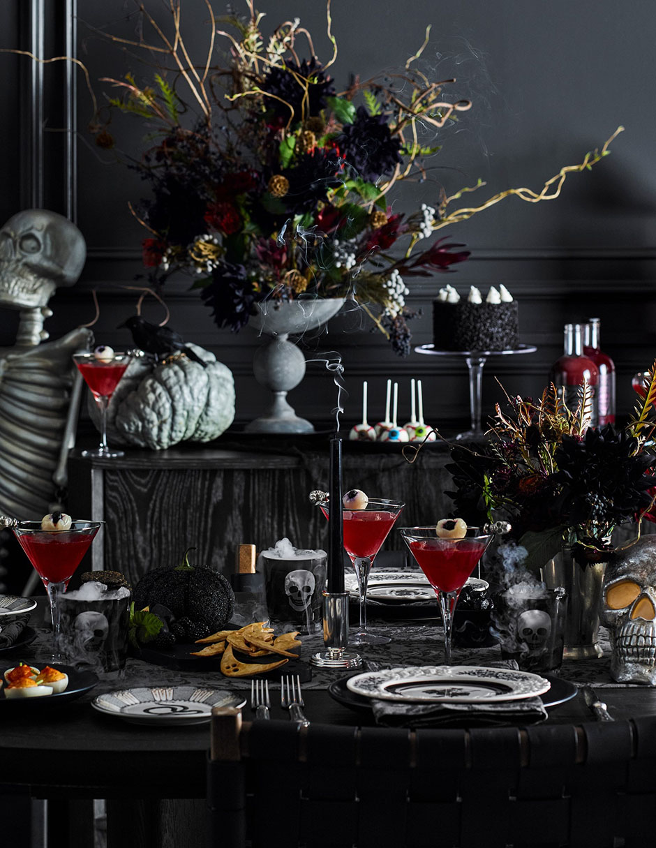 Set platos botana halloween Spooky de gres 4 piezas