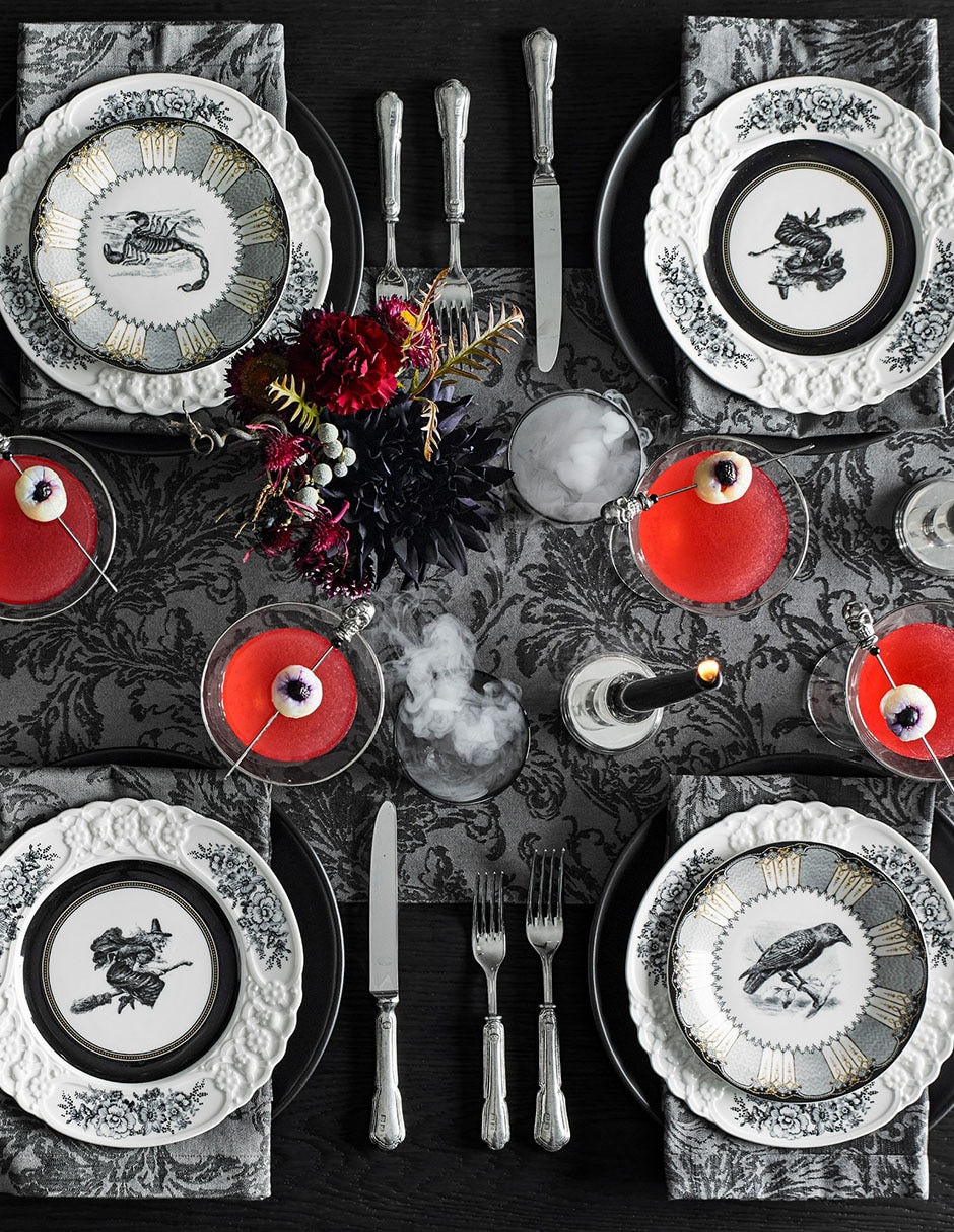 Set platos botana halloween Spooky de gres 4 piezas