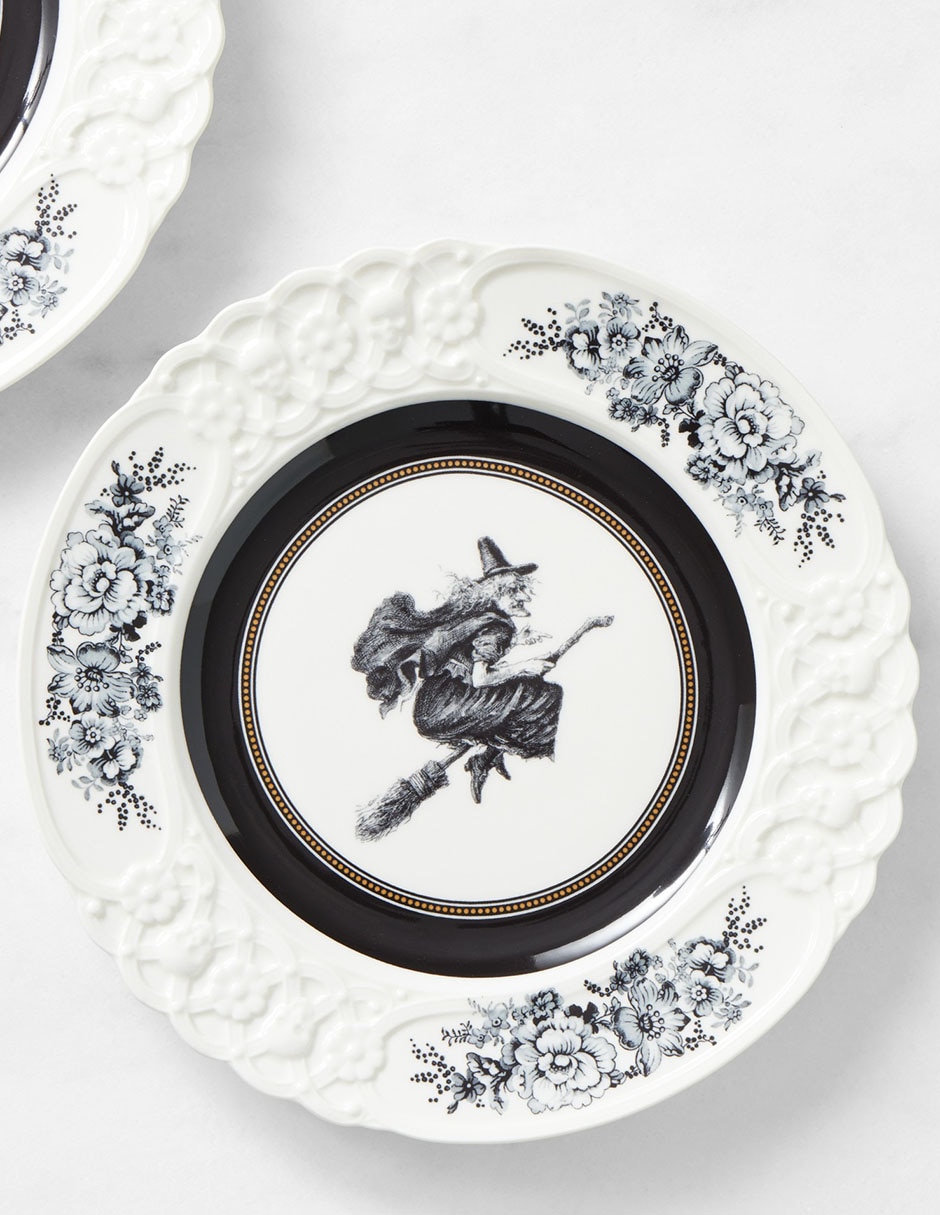 Set platos ensalada halloween Spooky de gres 4 piezas