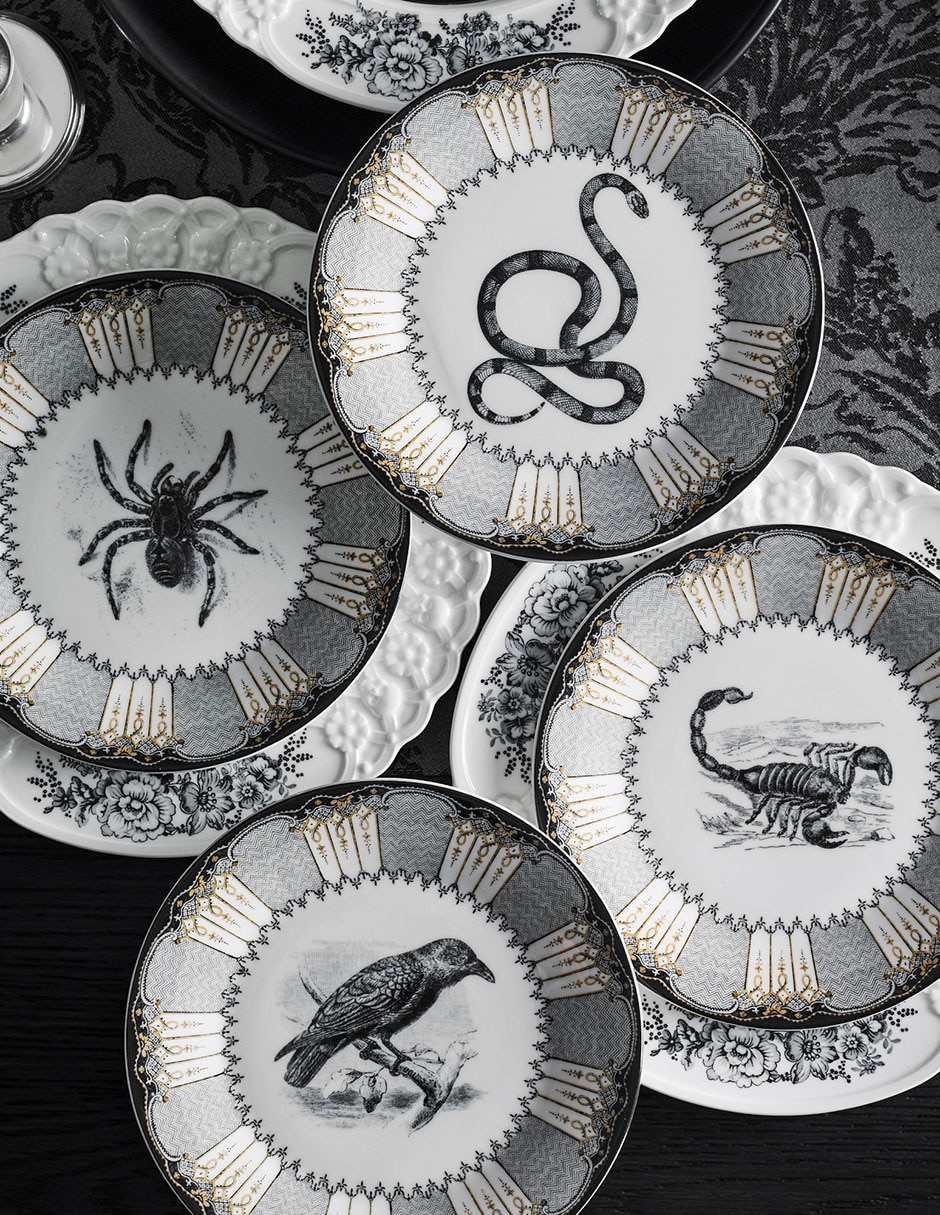 Set platos ensalada halloween Spooky de gres 4 piezas