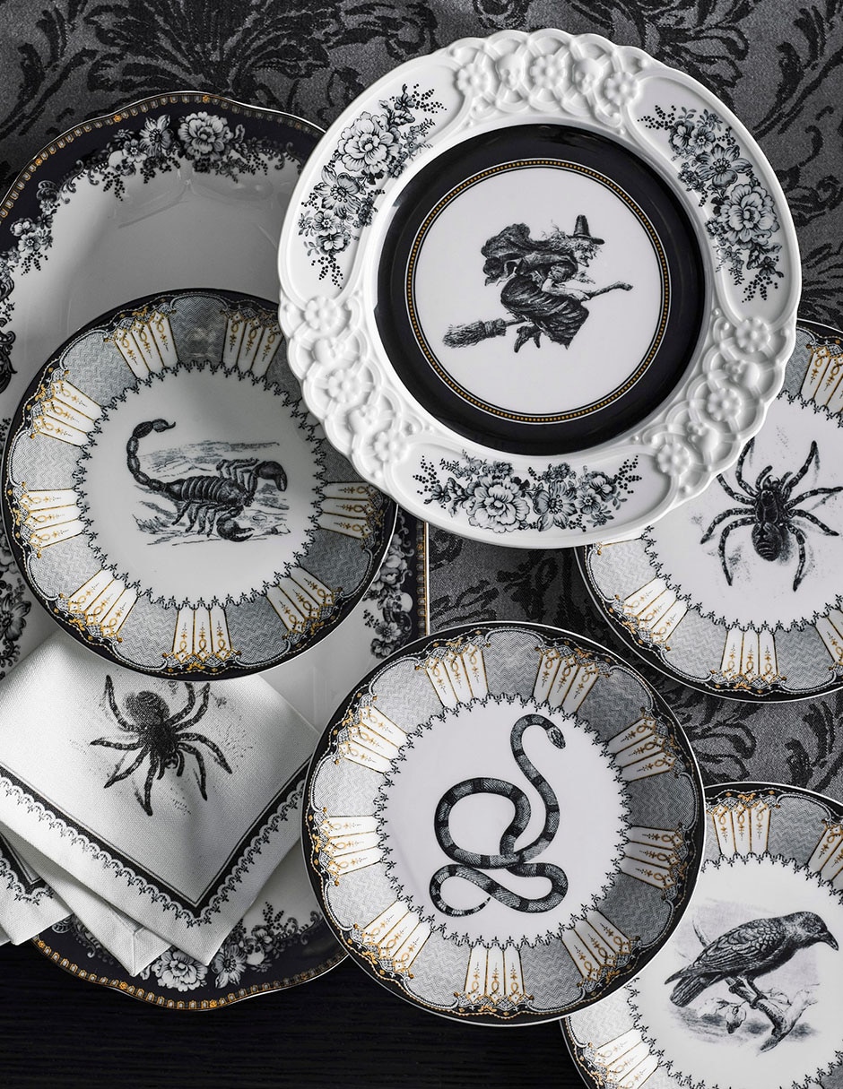 Set platos ensalada halloween Spooky de gres 4 piezas
