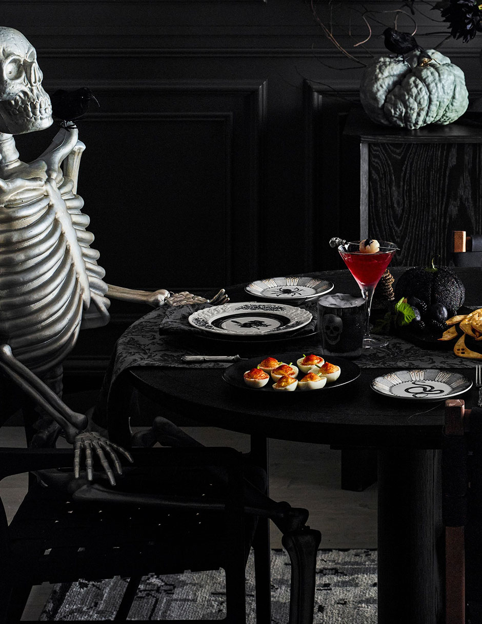 Set platos ensalada halloween Spooky de gres 4 piezas
