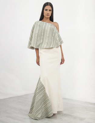 Vestido maxi de fiesta escote Bardot