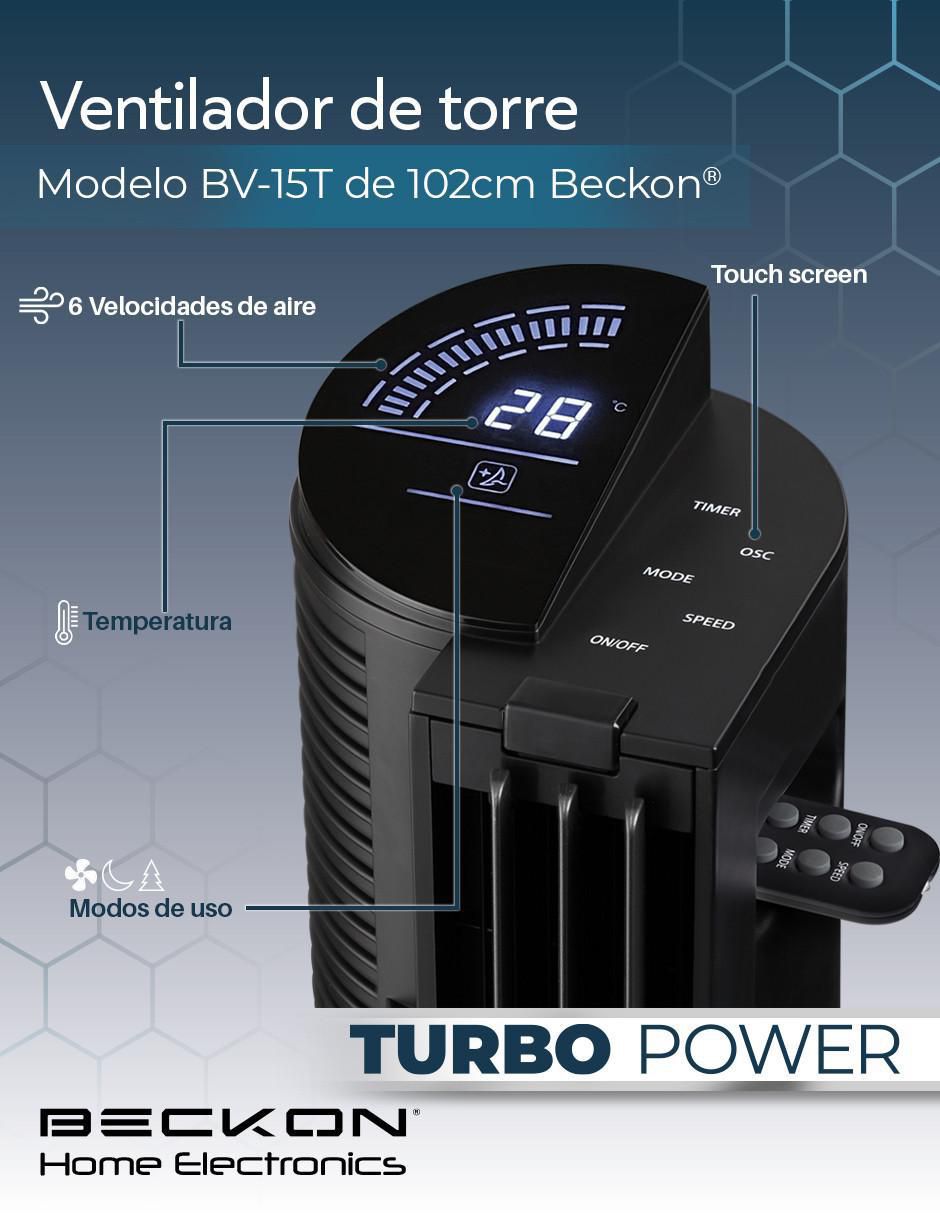 VENTILADOR DE TORRE BV-15TV2 BE, NEGRO 2