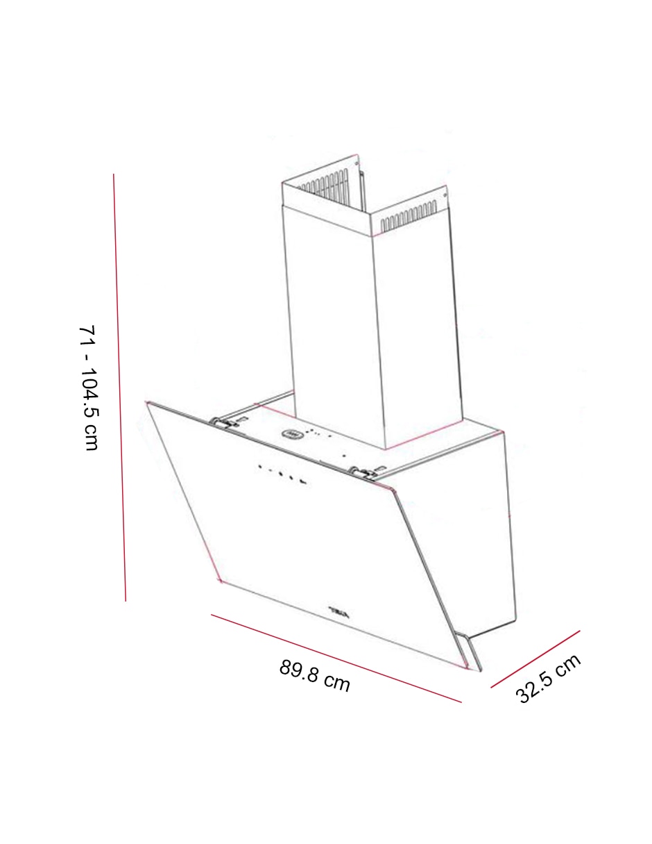 Campana de pared Teka DVN 94030 TCL BK de cristal templado