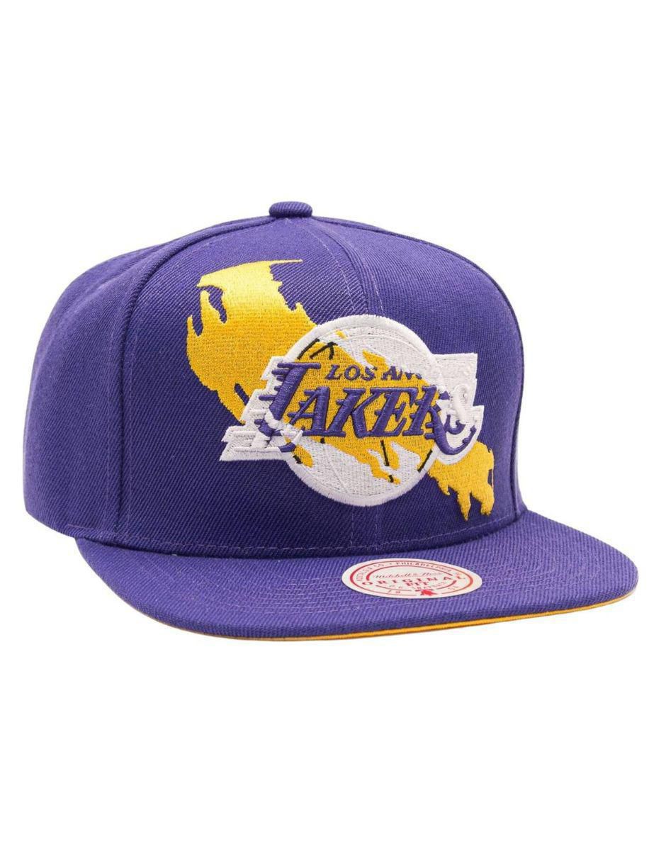 Gorra visera plana snapback casual Mitchell & Los Angeles Lakers para hombre 1