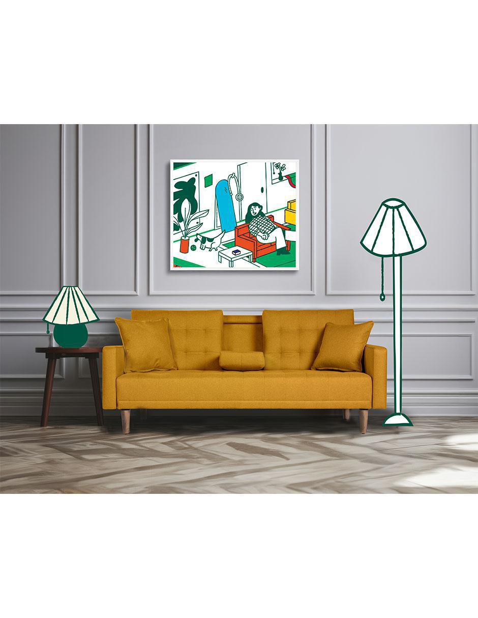 Sofá cama armable tammy memory foam de lino 6
