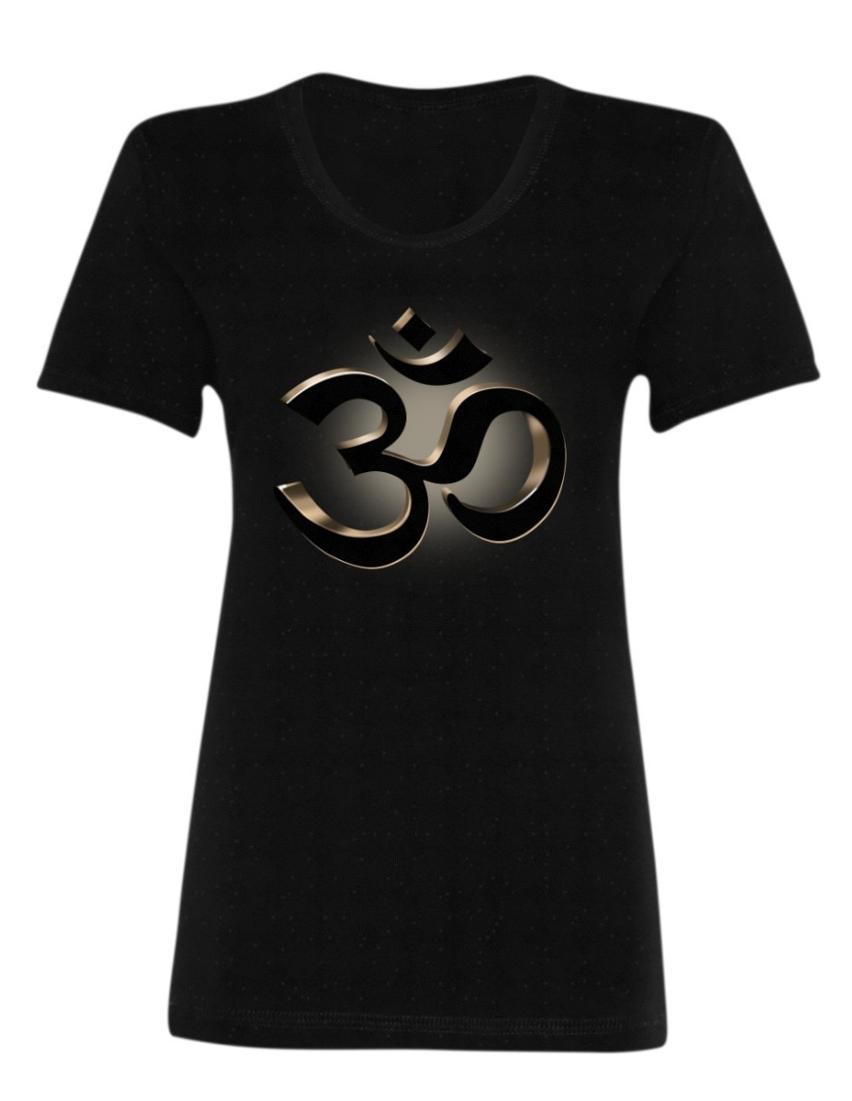 Playera manga corta Marëvnyk Om cuello redondo para mujer