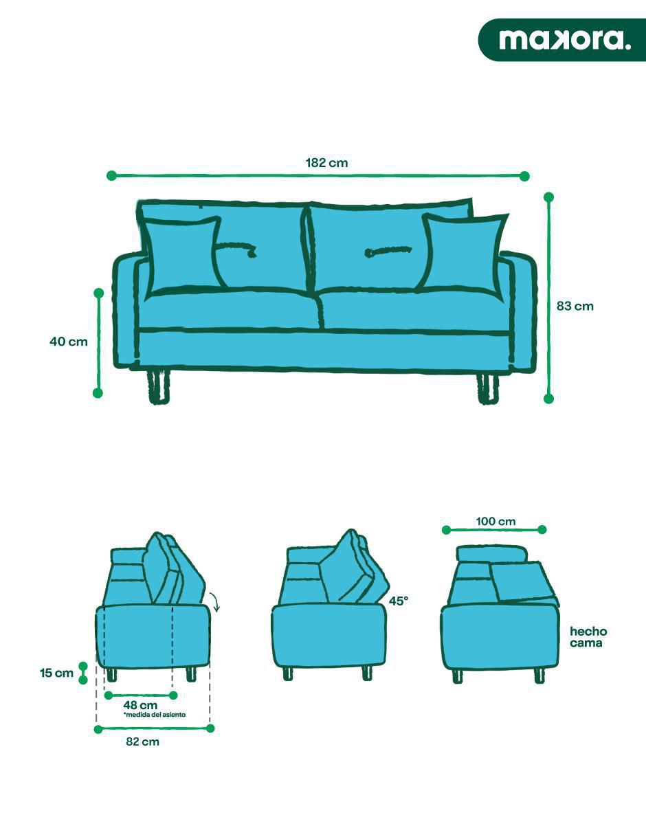 Sofá cama armable Brookman de lino 8