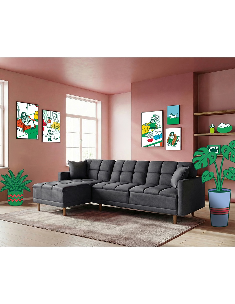 Sala modular Reversible, Sunny Con Memory Foam, Respaldo Reclinable de lino 2