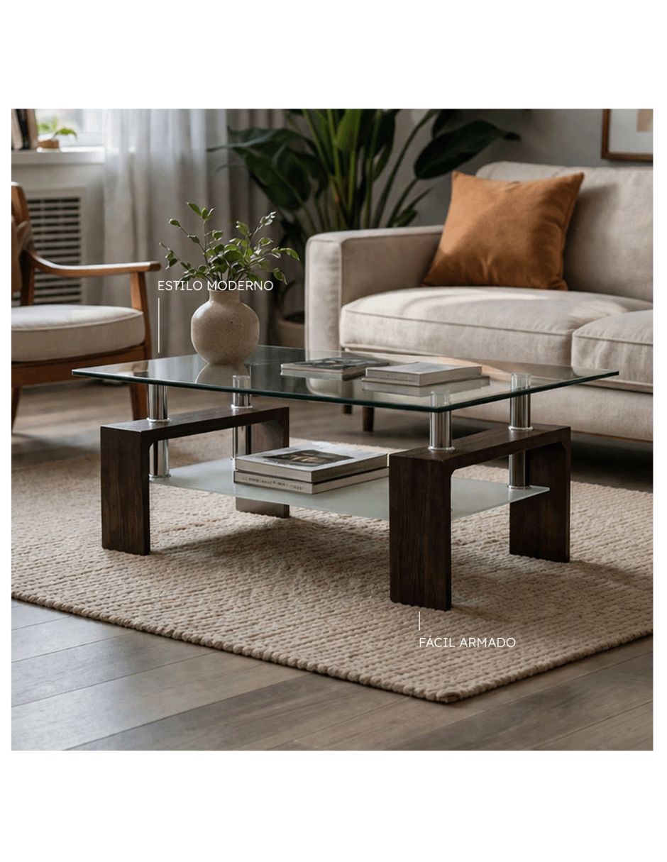 Mesa de centro armable de cristal