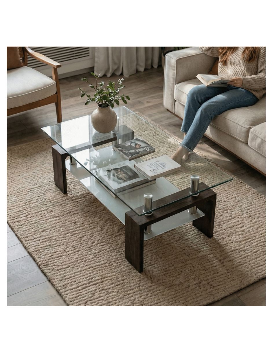 Mesa de centro armable de cristal