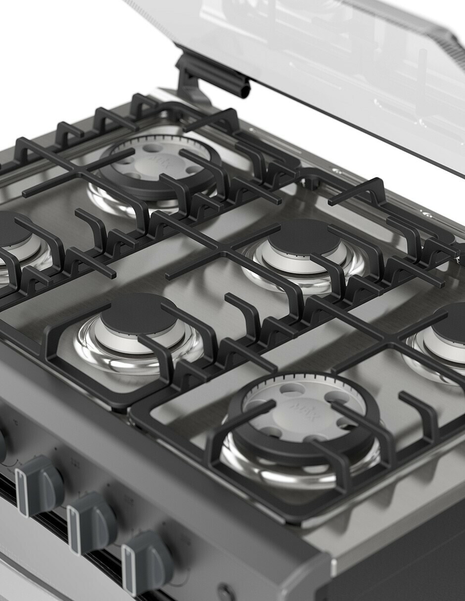 Estufa empotrable a gas lp Onix 79.68 cm ABR7140G de 6 quemadores 4