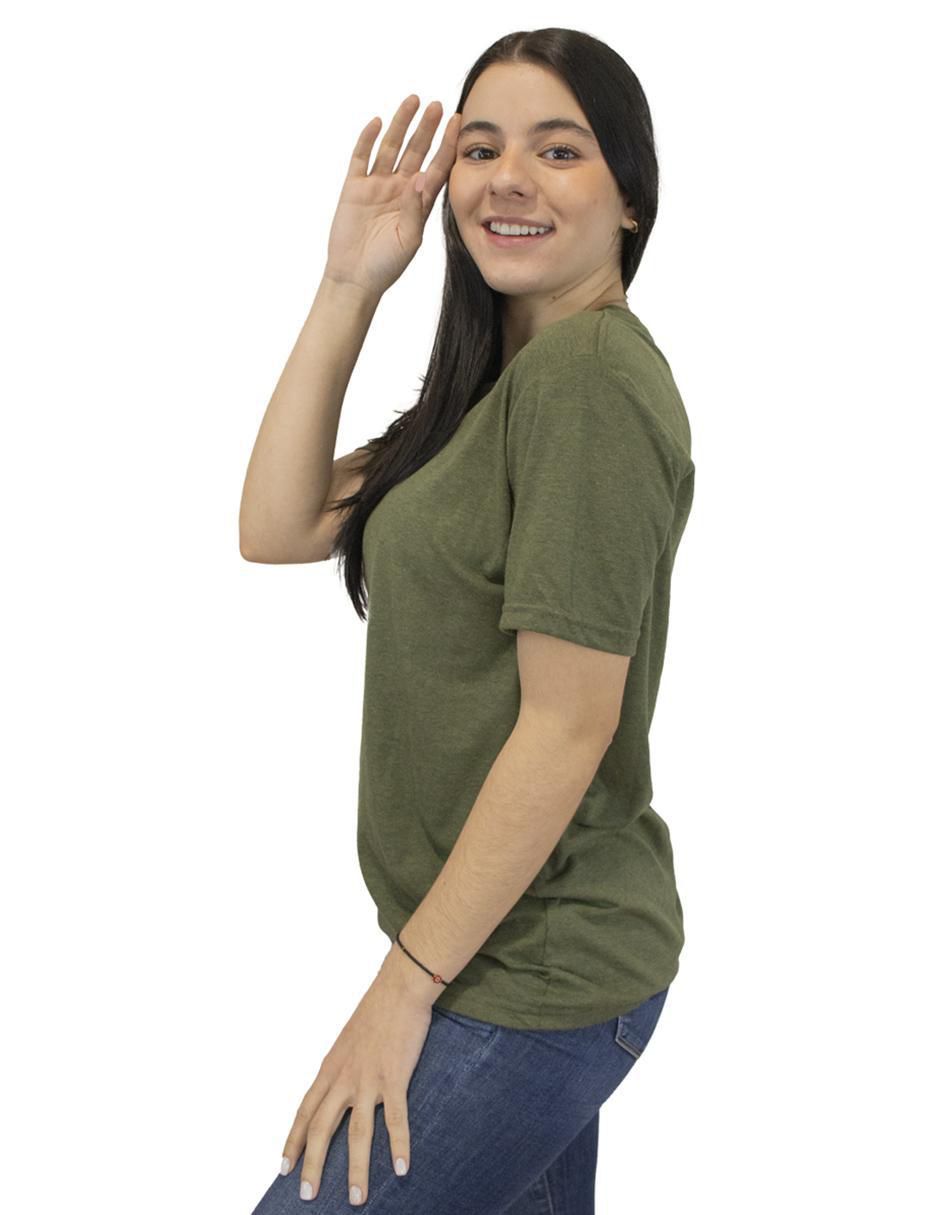 Playera manga corta Indicum Denim cuello redondo para mujer