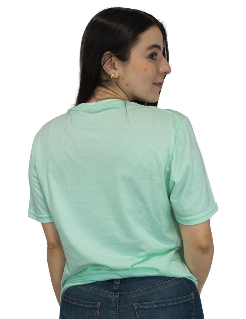 Playera manga corta Indicum Denim cuello redondo para mujer