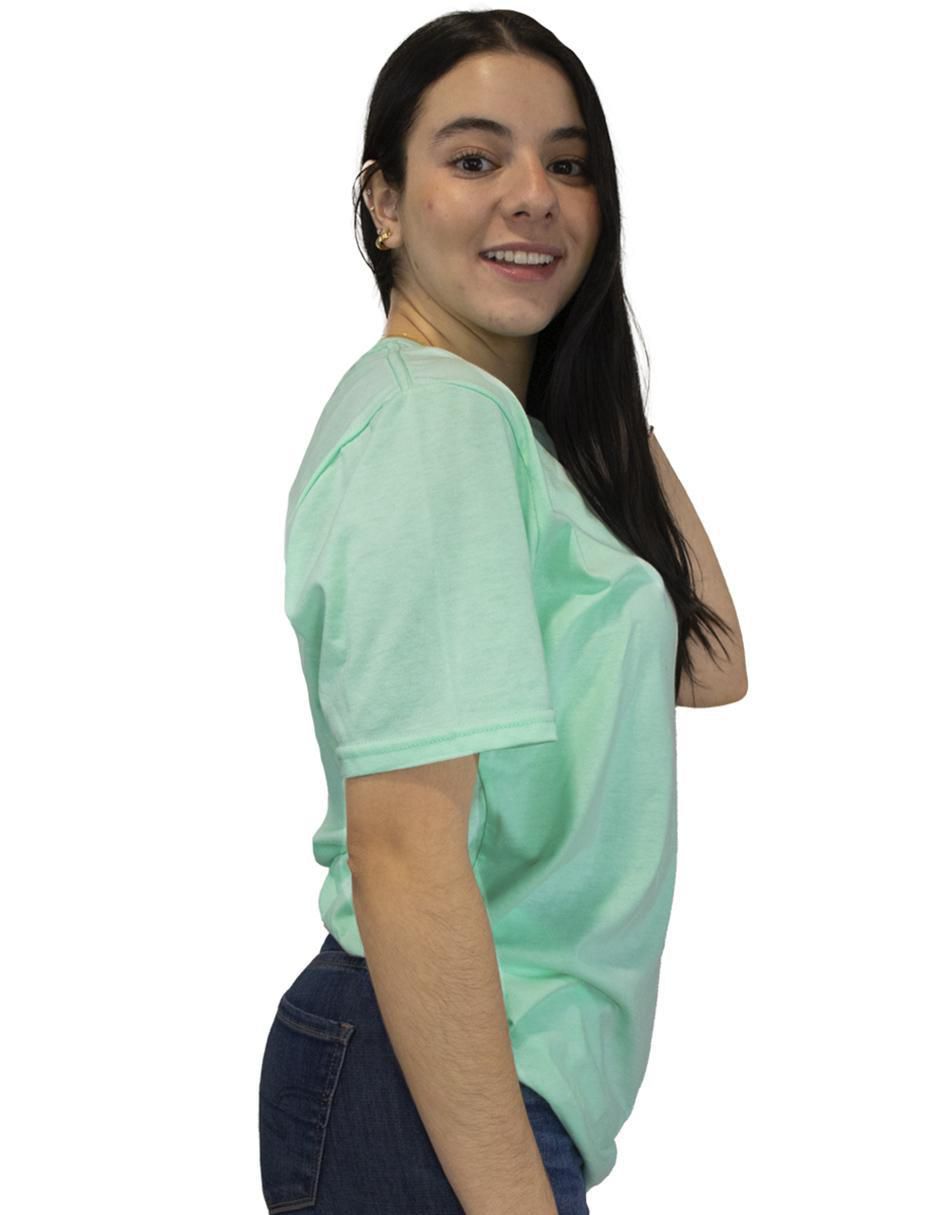 Playera manga corta Indicum Denim cuello redondo para mujer