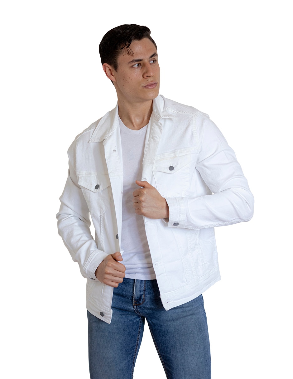 Chamarra casual de mezclilla con bolsillos para hombre