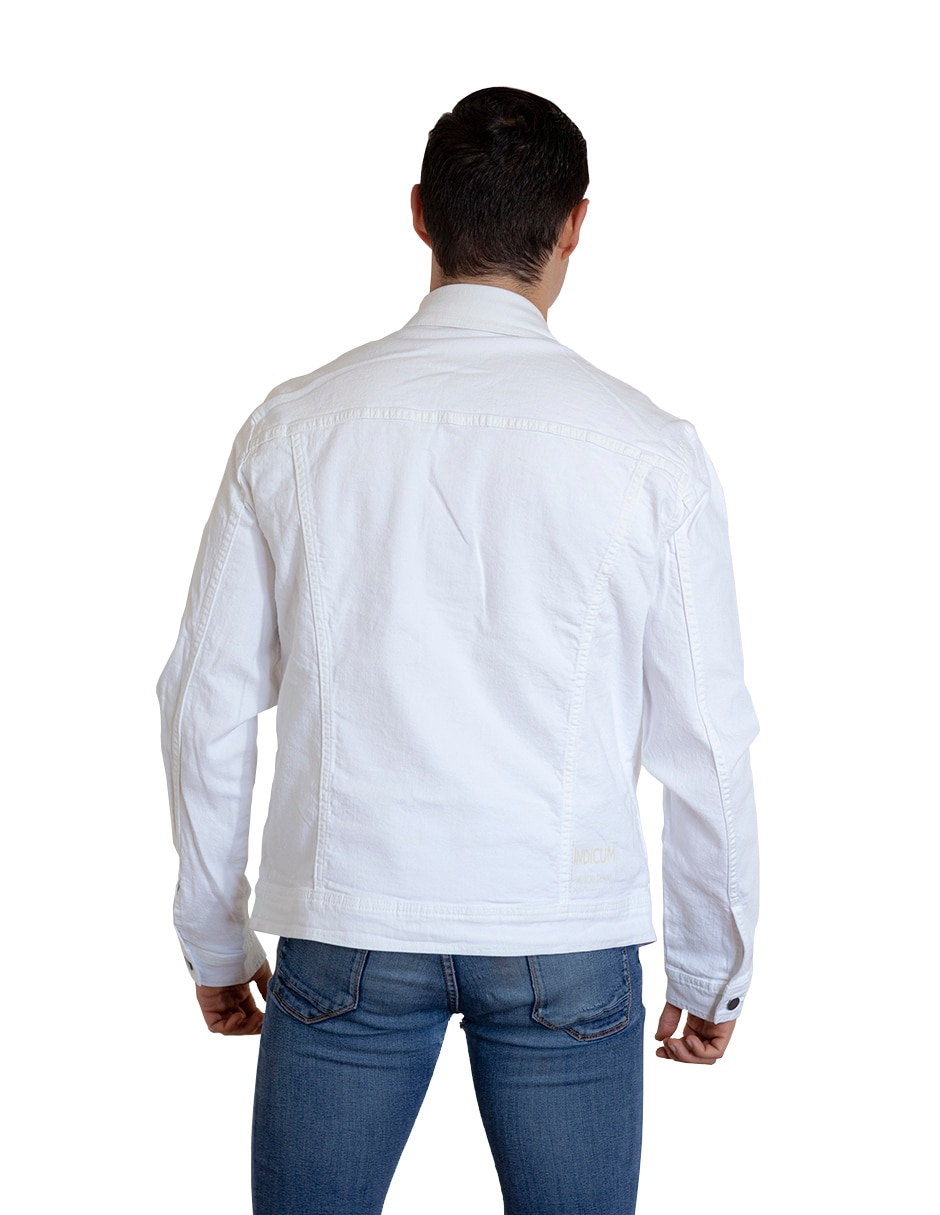 Chamarra casual de mezclilla con bolsillos para hombre 2