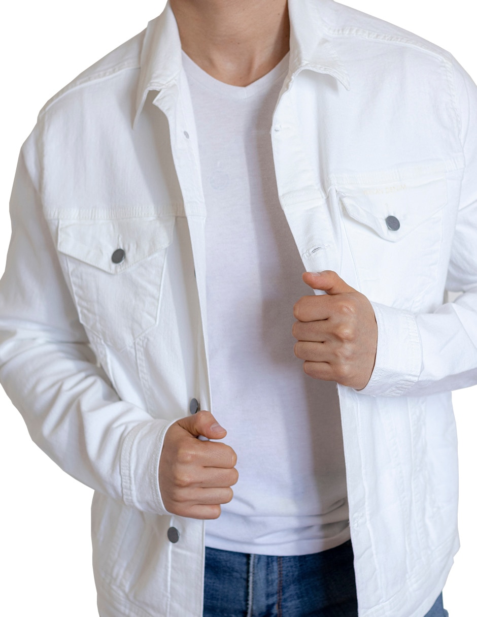 Chamarra casual de mezclilla con bolsillos para hombre 3