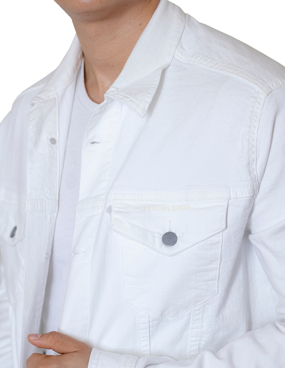 Chamarra casual de mezclilla con bolsillos para hombre 4