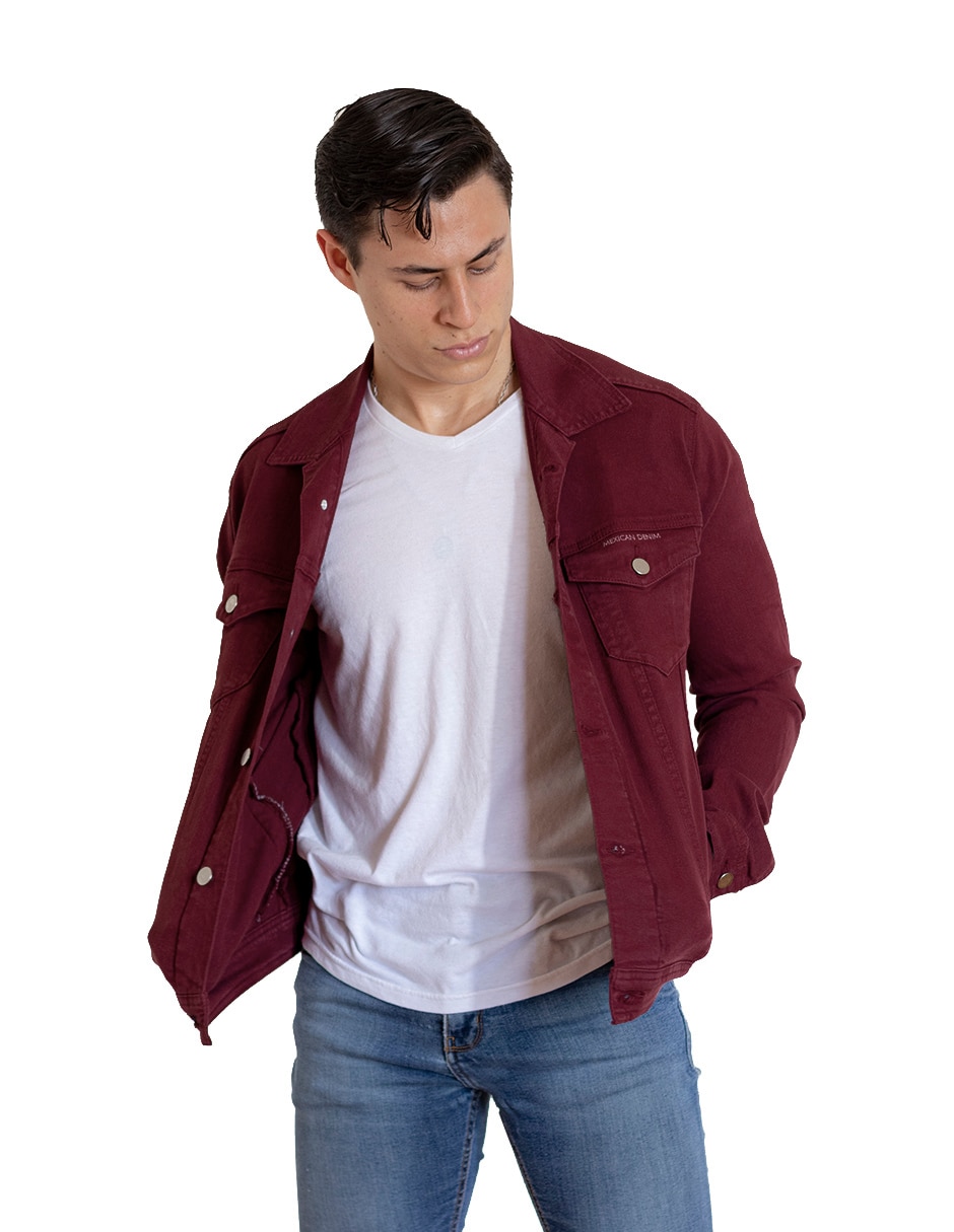 Chamarra casual de mezclilla con bolsillos para hombre