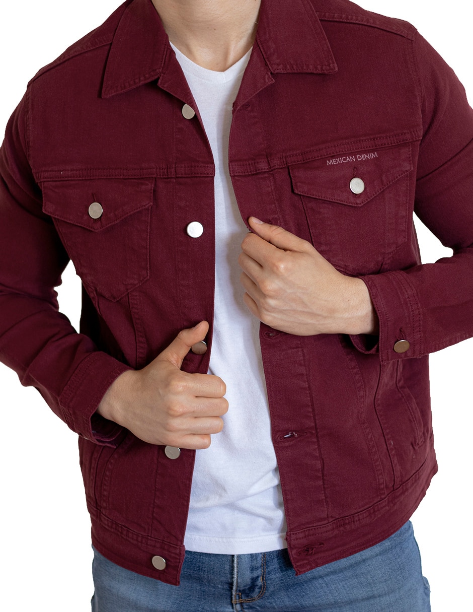 Chamarra casual Indicum Denim de mezclilla con bolsillos para hombre