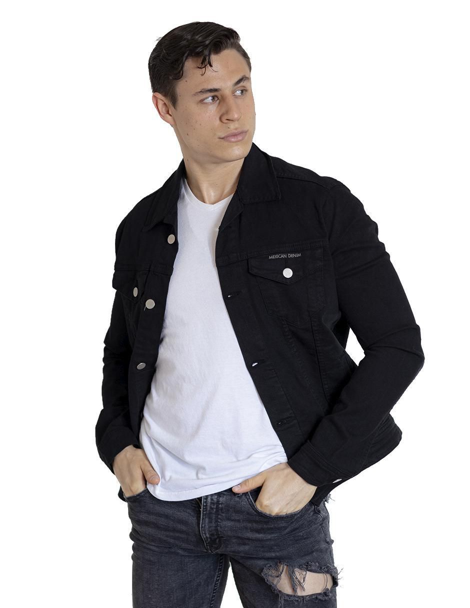 Chamarra casual de mezclilla con bolsillos para hombre
