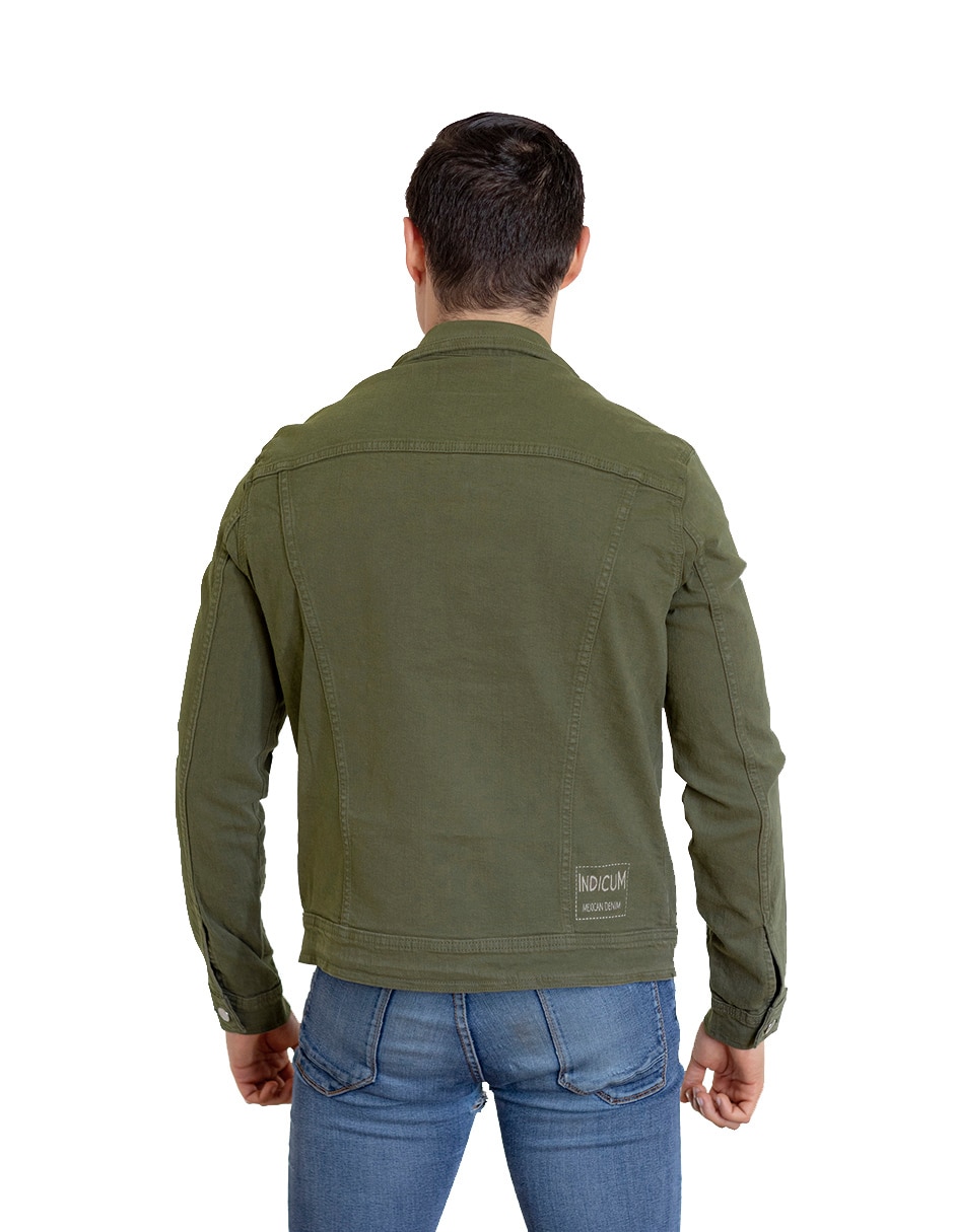 Chamarra casual de mezclilla con bolsillos para hombre 2
