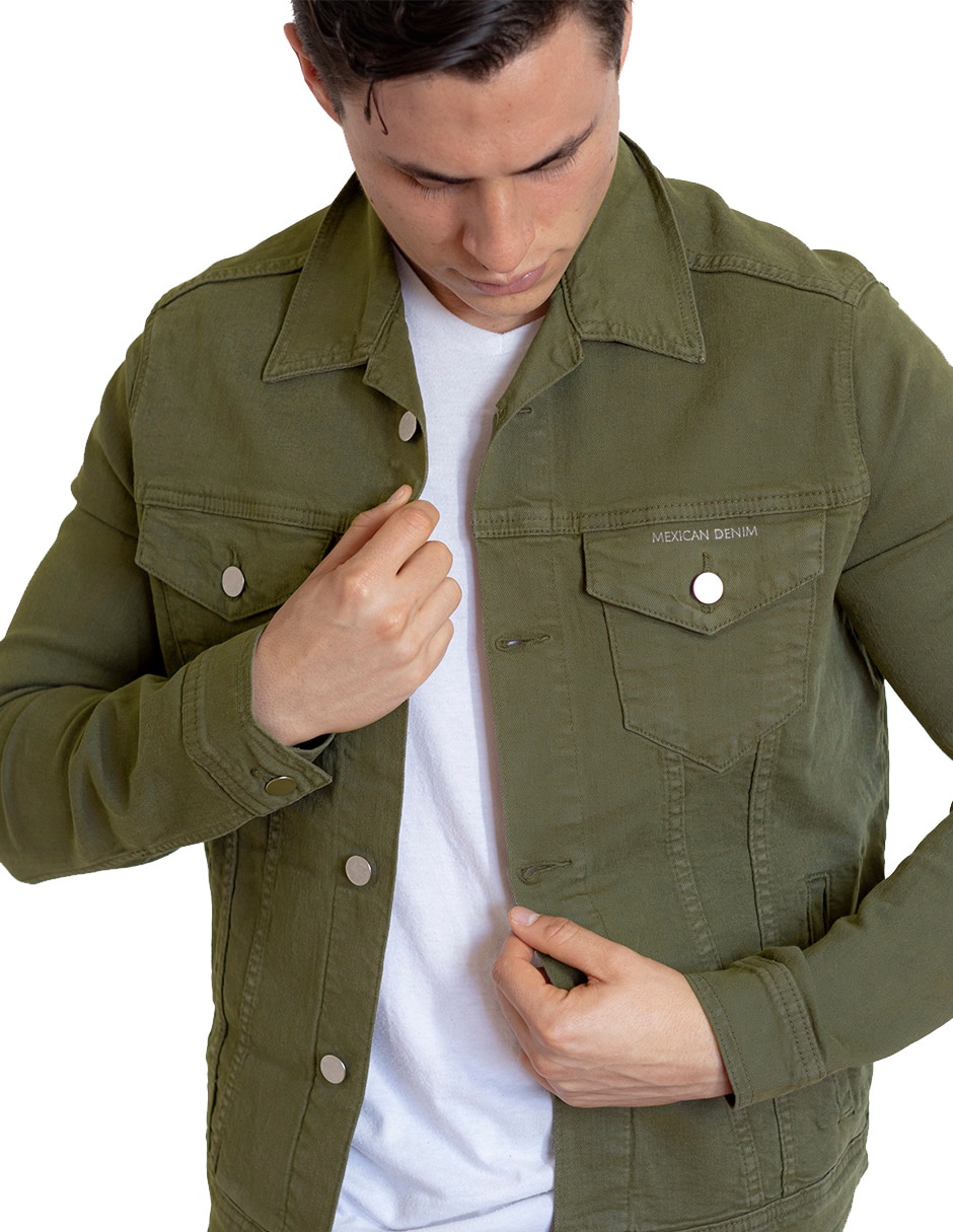Chamarra casual de mezclilla con bolsillos para hombre 3