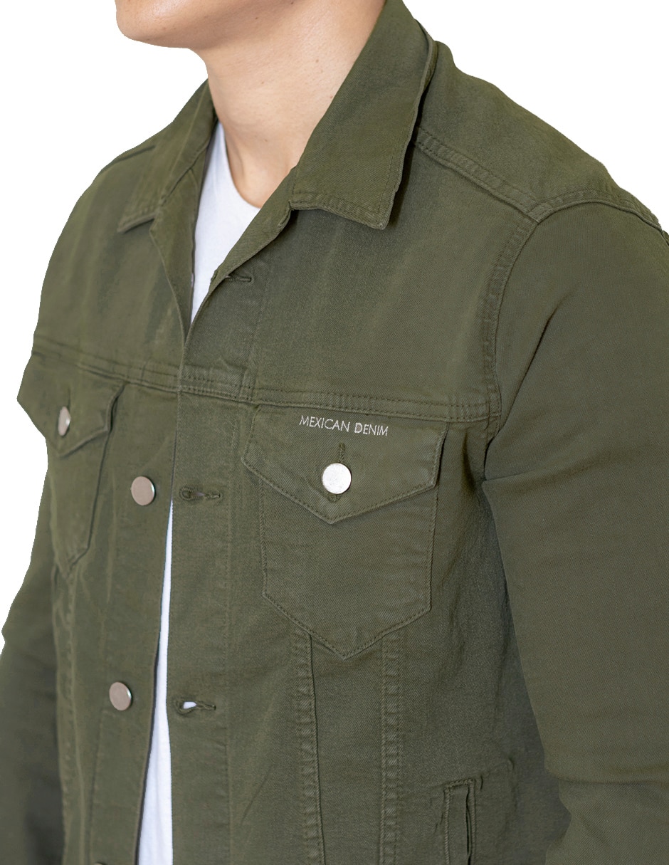 Chamarra casual de mezclilla con bolsillos para hombre 4