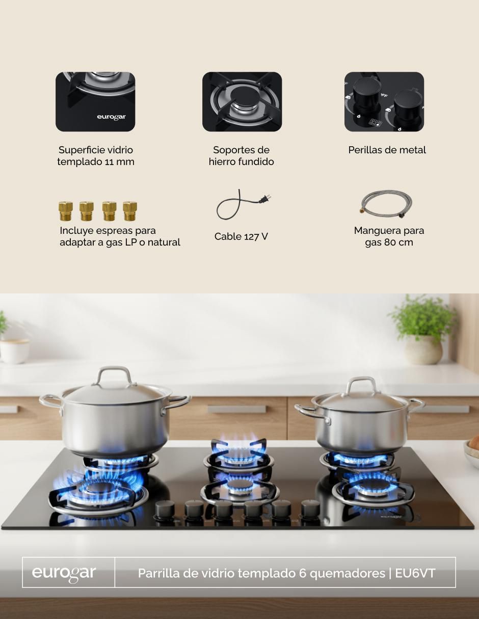 Parrilla a gas lp empotrable Eurogar