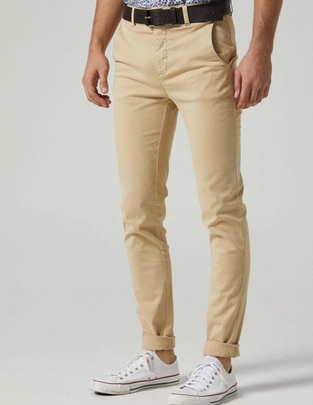 Pantalón chino slim de algodón para hombre
