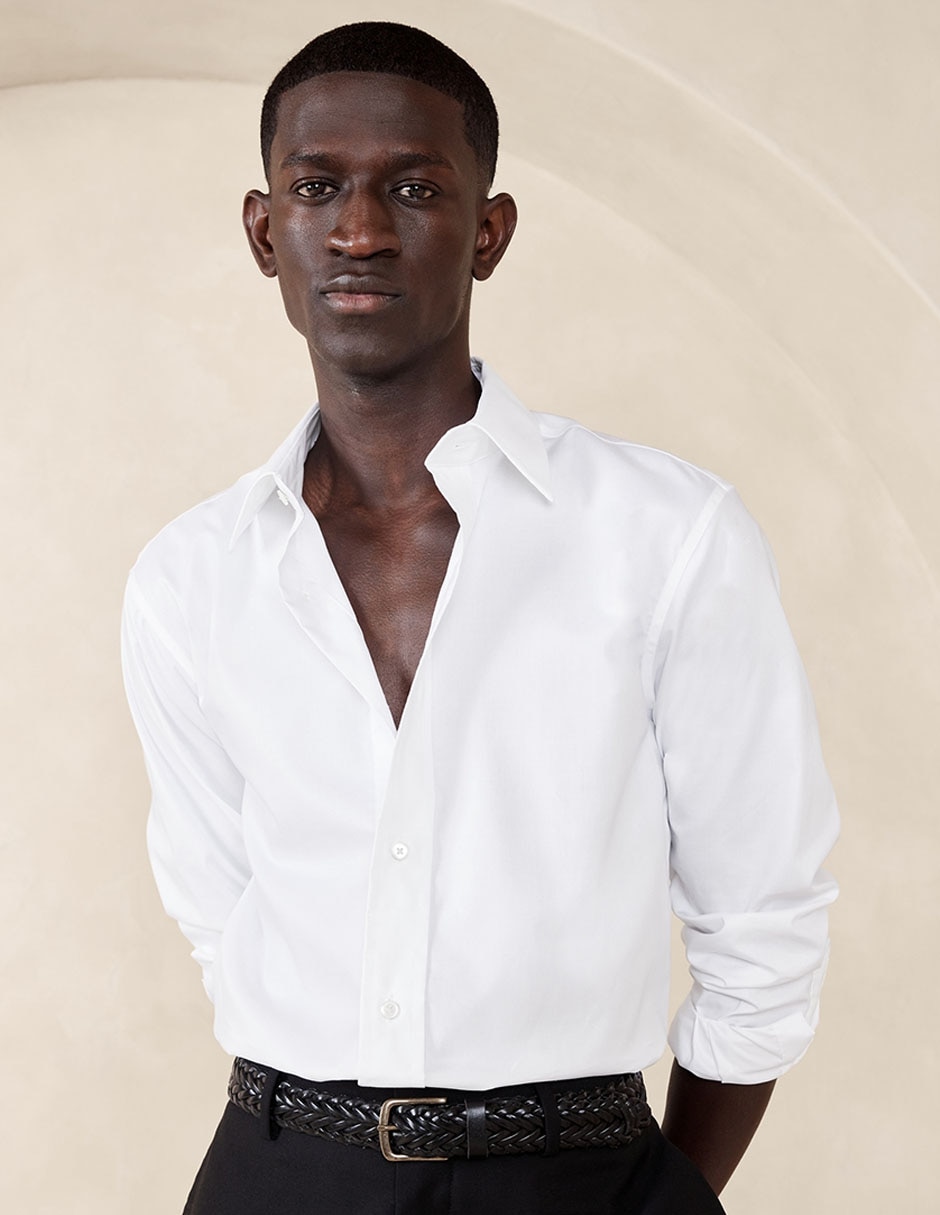 Camisa semiformal manga larga para hombre