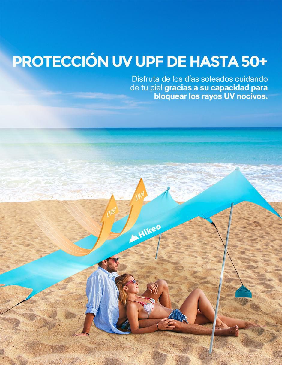 Toldo para Playa Portátil con Protección UPF 50, Resistente al Viento 9