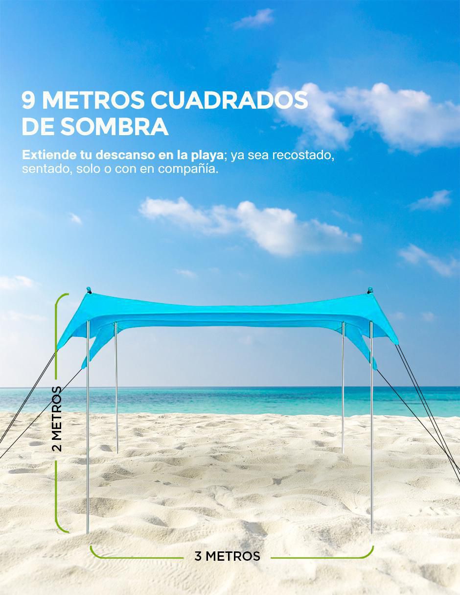 Toldo para Playa Portátil con Protección UPF 50, Resistente al Viento 2